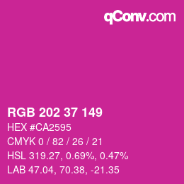 カラーコード: RGB 202 37 149 | qconv.com