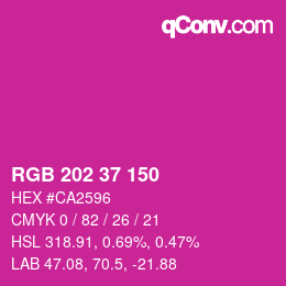 カラーコード: RGB 202 37 150 | qconv.com