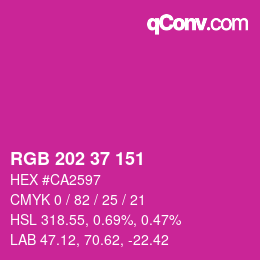 颜色代码: RGB 202 37 151 | qconv.com