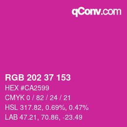 カラーコード: RGB 202 37 153 | qconv.com