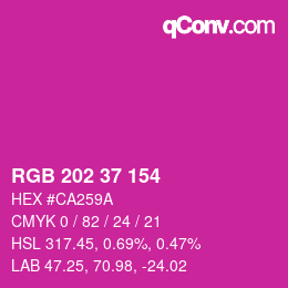 颜色代码: RGB 202 37 154 | qconv.com