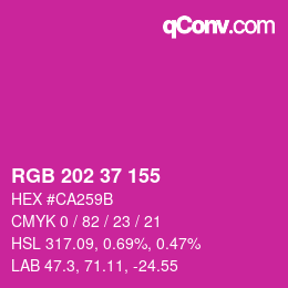颜色代码: RGB 202 37 155 | qconv.com
