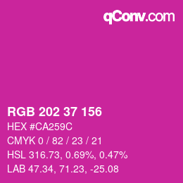 颜色代码: RGB 202 37 156 | qconv.com