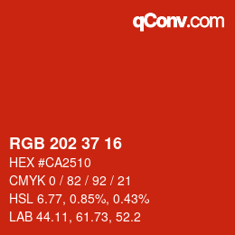 Color code: RGB 202 37 16 | qconv.com
