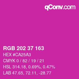 Color code: RGB 202 37 163 | qconv.com