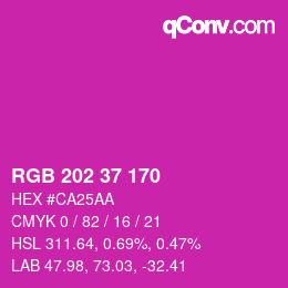 カラーコード: RGB 202 37 170 | qconv.com