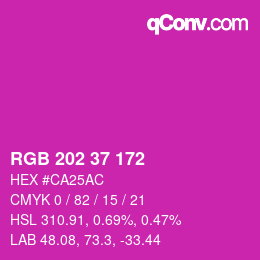 カラーコード: RGB 202 37 172 | qconv.com
