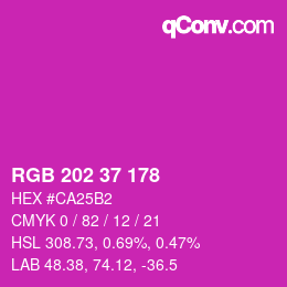 カラーコード: RGB 202 37 178 | qconv.com