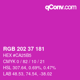 カラーコード: RGB 202 37 181 | qconv.com