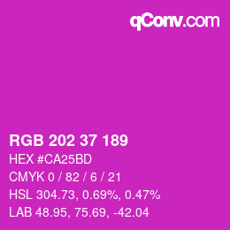 カラーコード: RGB 202 37 189 | qconv.com