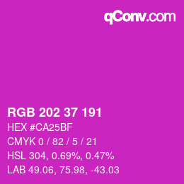 カラーコード: RGB 202 37 191 | qconv.com