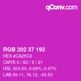 颜色代码: RGB 202 37 192 | qconv.com