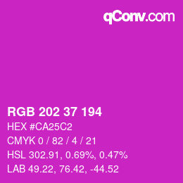 Color code: RGB 202 37 194 | qconv.com