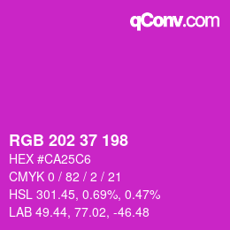 カラーコード: RGB 202 37 198 | qconv.com