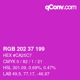 カラーコード: RGB 202 37 199 | qconv.com