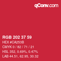 カラーコード: RGB 202 37 59 | qconv.com