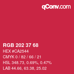 カラーコード: RGB 202 37 68 | qconv.com