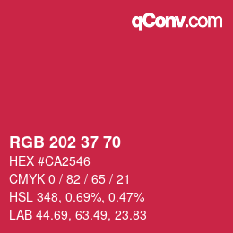 Color code: RGB 202 37 70 | qconv.com