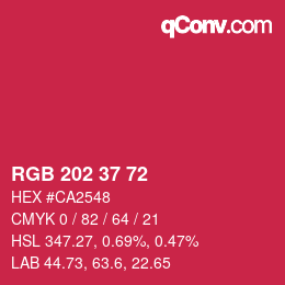 カラーコード: RGB 202 37 72 | qconv.com