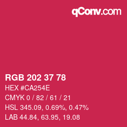 カラーコード: RGB 202 37 78 | qconv.com