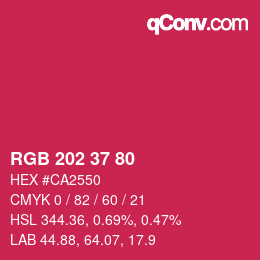 Color code: RGB 202 37 80 | qconv.com