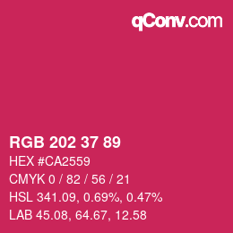 カラーコード: RGB 202 37 89 | qconv.com