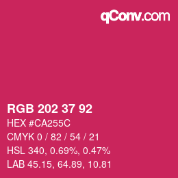 カラーコード: RGB 202 37 92 | qconv.com