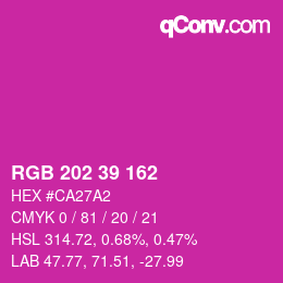 カラーコード: RGB 202 39 162 | qconv.com