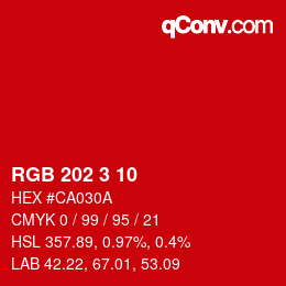 Color code: RGB 202 3 10 | qconv.com