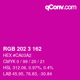 Color code: RGB 202 3 162 | qconv.com