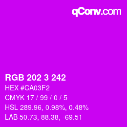颜色代码: RGB 202 3 242 | qconv.com