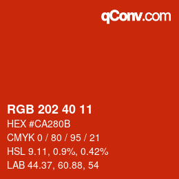 カラーコード: RGB 202 40 11 | qconv.com