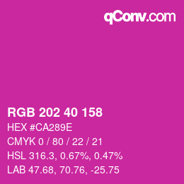 颜色代码: RGB 202 40 158 | qconv.com