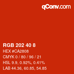 颜色代码: RGB 202 40 8 | qconv.com