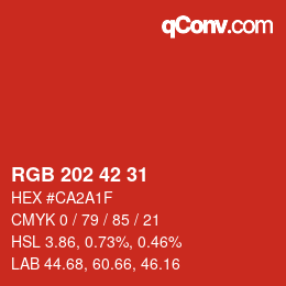 カラーコード: RGB 202 42 31 | qconv.com