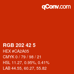 カラーコード: RGB 202 42 5 | qconv.com