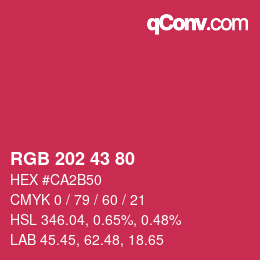颜色代码: RGB 202 43 80 | qconv.com