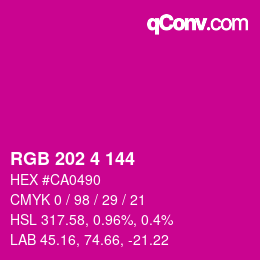 颜色代码: RGB 202 4 144 | qconv.com