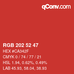 Color code: RGB 202 52 47 | qconv.com