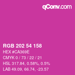 Color code: RGB 202 54 158 | qconv.com