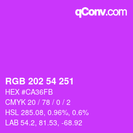 カラーコード: RGB 202 54 251 | qconv.com