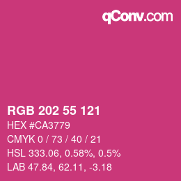 颜色代码: RGB 202 55 121 | qconv.com