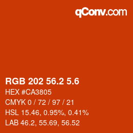 カラーコード: RGB 202 56.2 5.6 | qconv.com