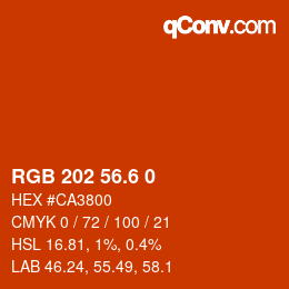 カラーコード: RGB 202 56.6 0 | qconv.com