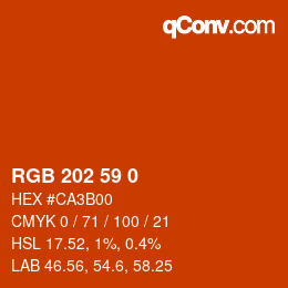 Código de color: RGB 202 59 0 | qconv.com