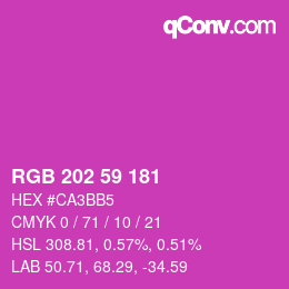 カラーコード: RGB 202 59 181 | qconv.com