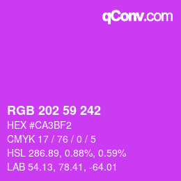 カラーコード: RGB 202 59 242 | qconv.com