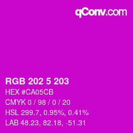 カラーコード: RGB 202 5 203 | qconv.com