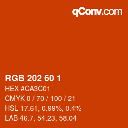 カラーコード: RGB 202 60 1 | qconv.com