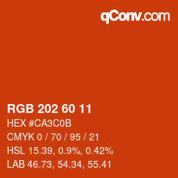 カラーコード: RGB 202 60 11 | qconv.com